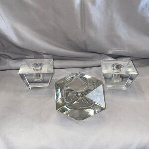 Bx47 Set of 3 candle holder crystal and geometric votive